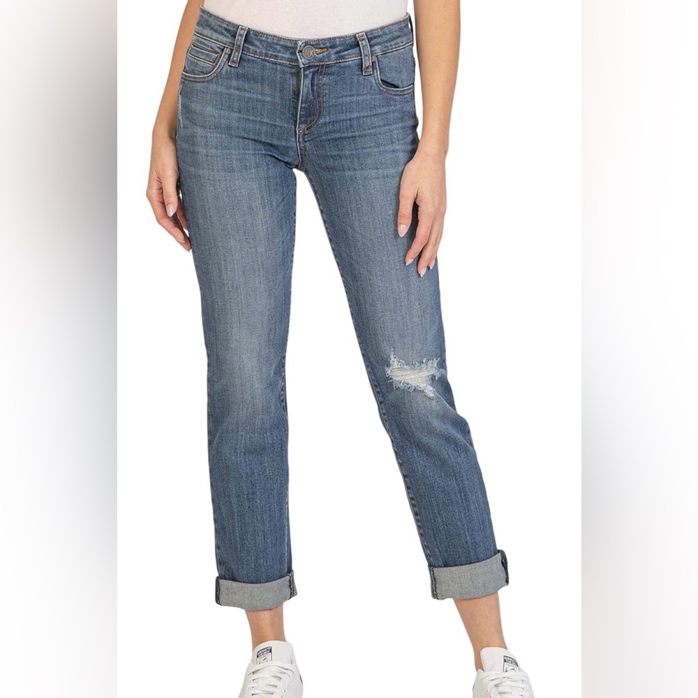 KUT from the Kloth Catherine Ankle Straight Leg Classic Distress 14